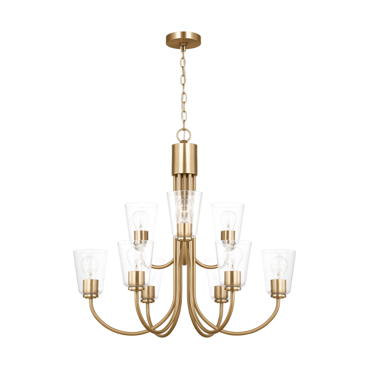 Generation Lighting - GLC1169SB - Nine Light Chandelier - Miles - Satin Brass