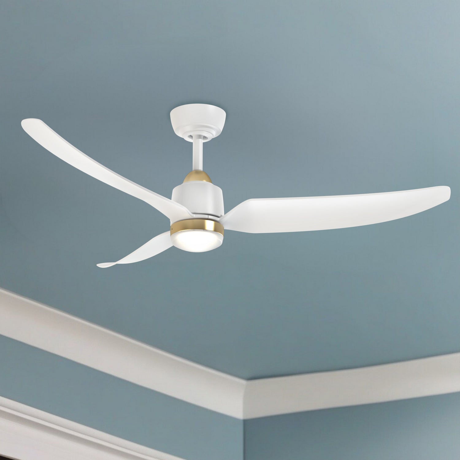 Kuzco Lighting - CF72952-BG/WH-5CCT - 52" Ceiling Fan - Hugo - Brushed Gold/Matte White