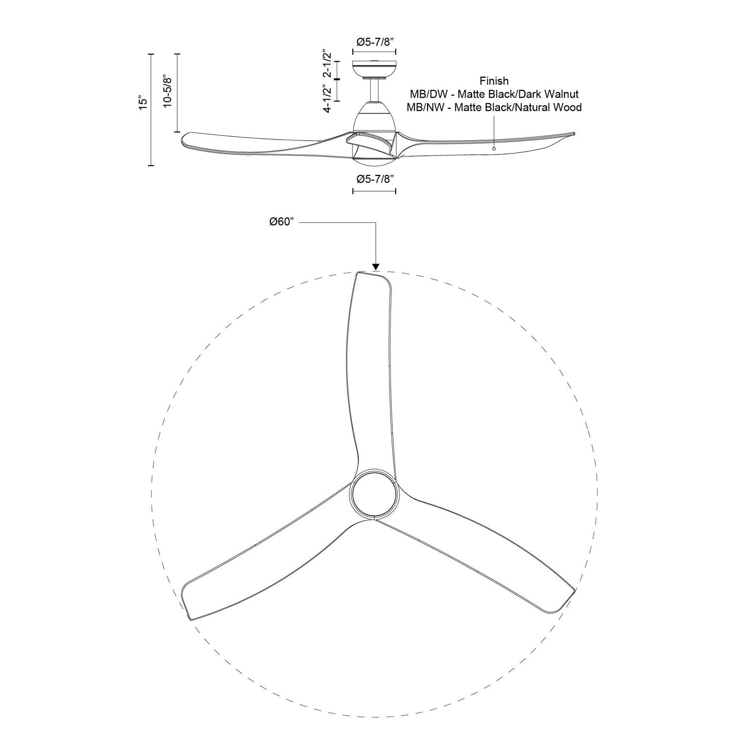 Kuzco Lighting - CF72952-BG/WH-5CCT - 52" Ceiling Fan - Hugo - Brushed Gold/Matte White