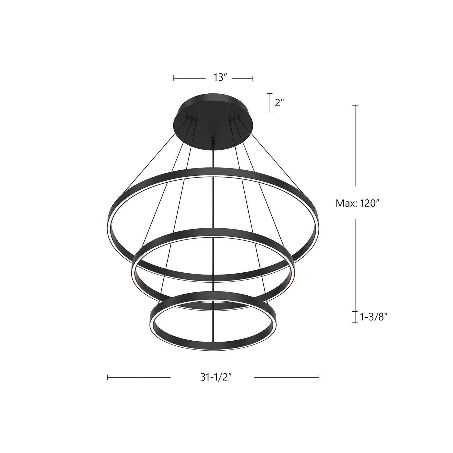 Kuzco Lighting - CH87332-BK-UNV-010 - LED Chandelier - Cerchio - Black