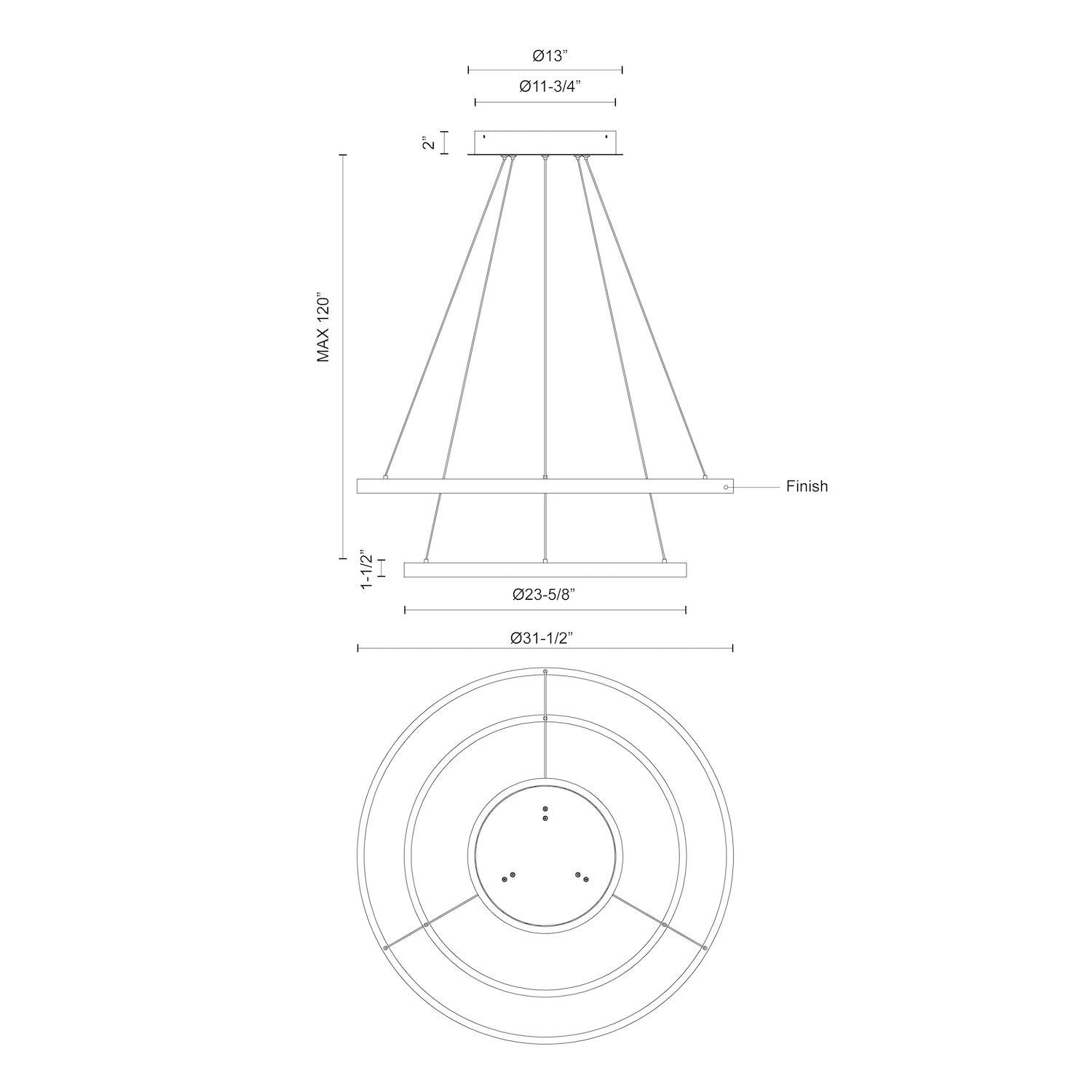 Kuzco Lighting - CH87832-WH-UNV-010 - LED Chandelier - Cerchio - White