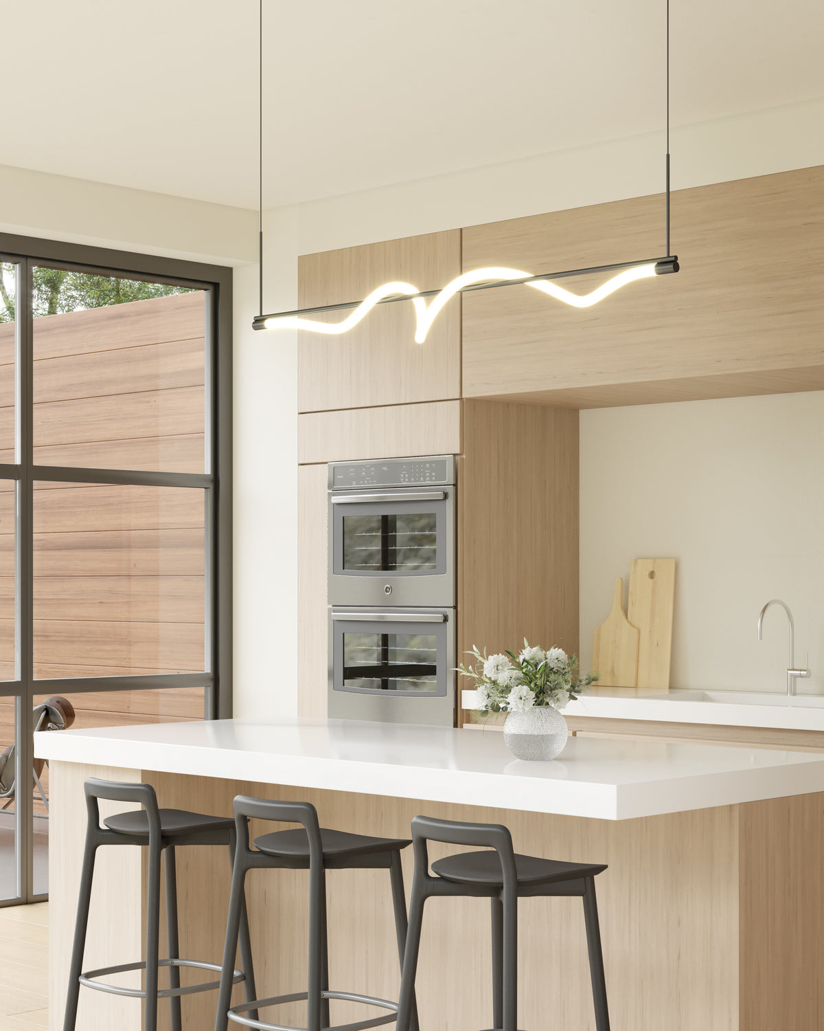 Kuzco Lighting - LP95354-BK-UNV - LED Linear Pendant - Cursive - Black