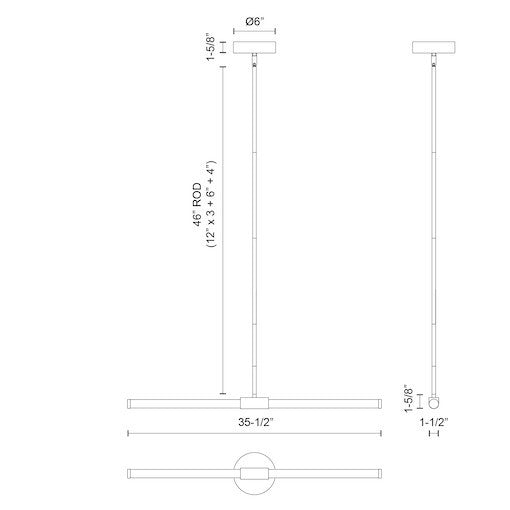Kuzco Lighting - LP18537-BN-UNV - LED Linear Pendant - Akari - Brushed Nickel