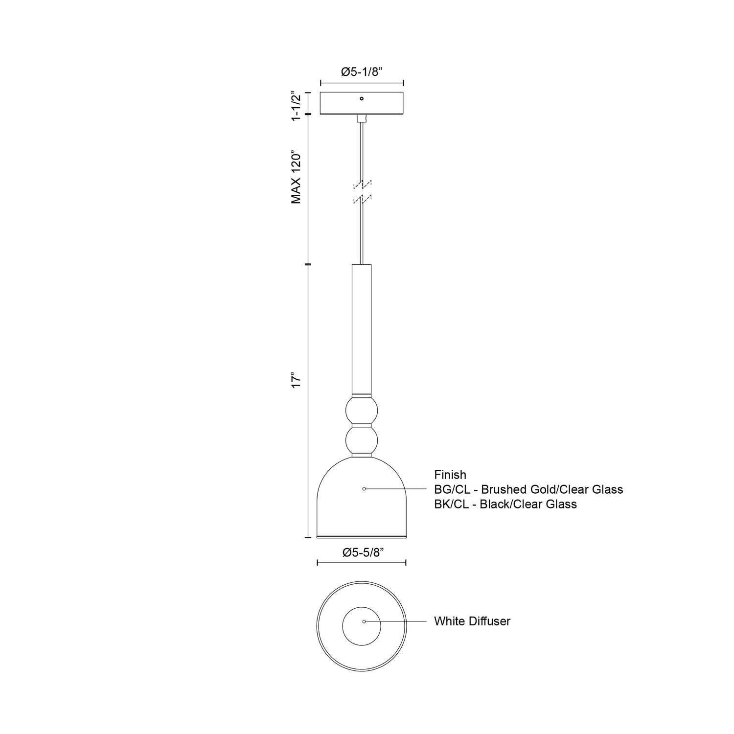 Kuzco Lighting - PD30505-BK/CL-UNV - LED Pendant - Rise - Black/Clear
