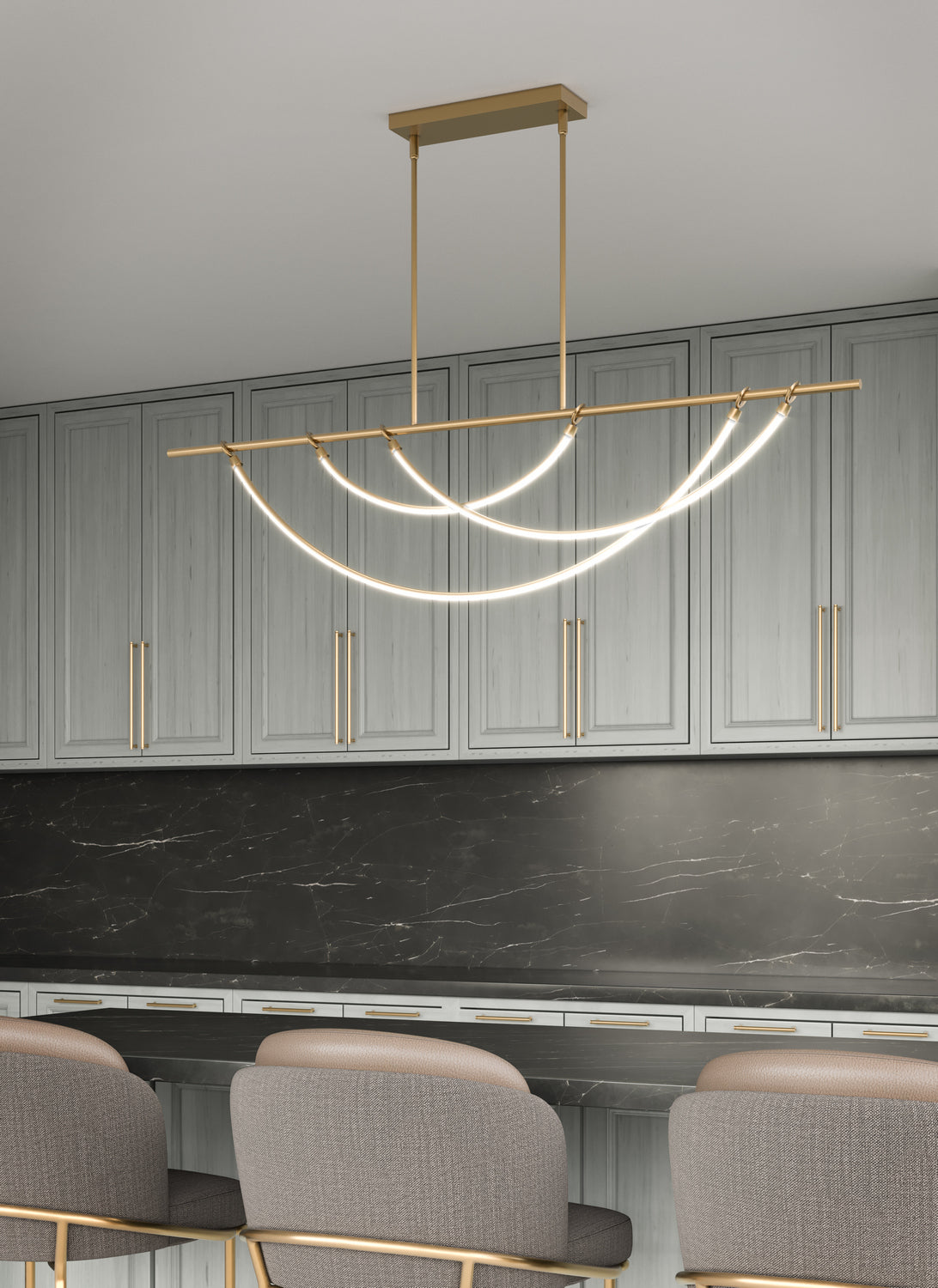 Alora - LP317448VB-UNV - LED Linear Pendant - Aryas - Vintage Brass