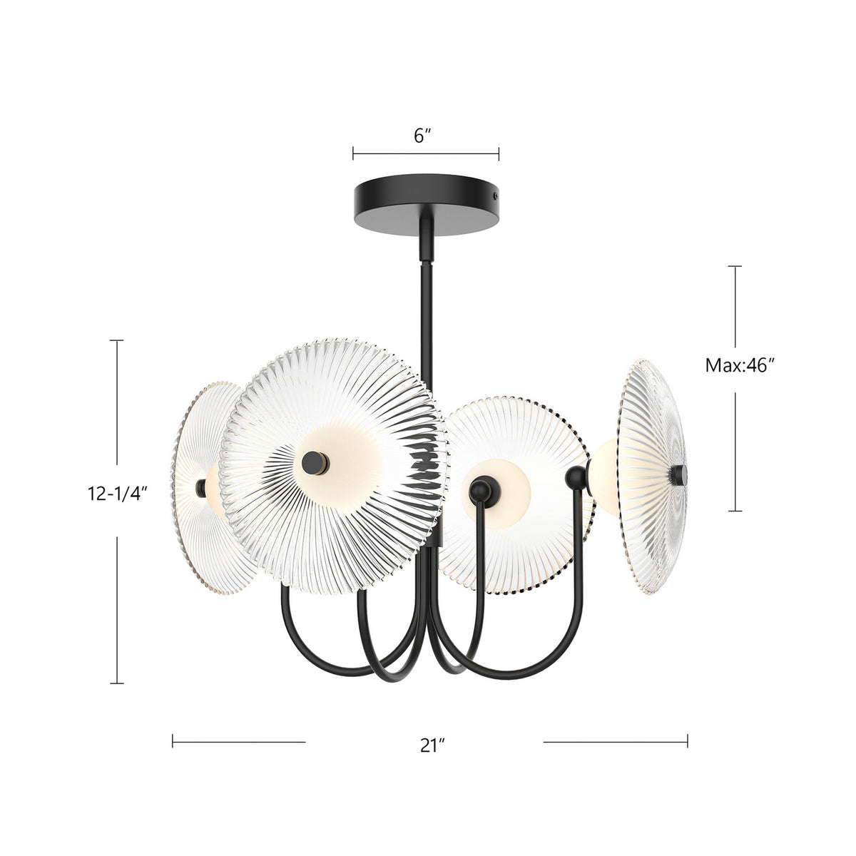 Alora - PD417904MBCR-UNV - LED Pendant - Hera - Matte Black/Clear Ribbed Glass
