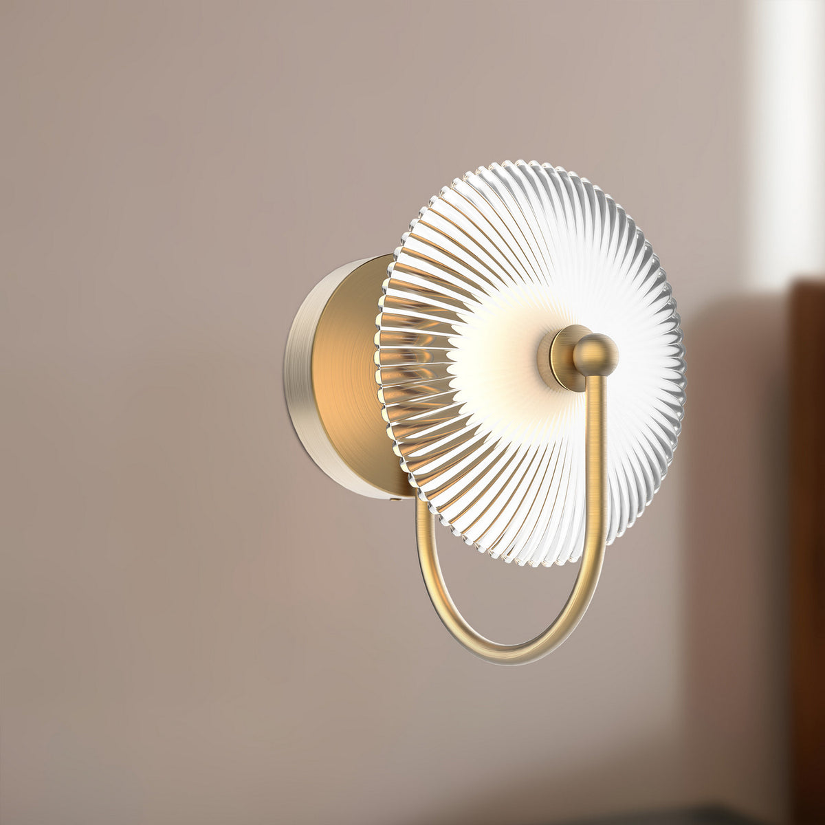 Alora - WV417801BGCR-UNV - LED Wall/Vanity - Hera - Brushed Gold/Clear Ribbed Glass