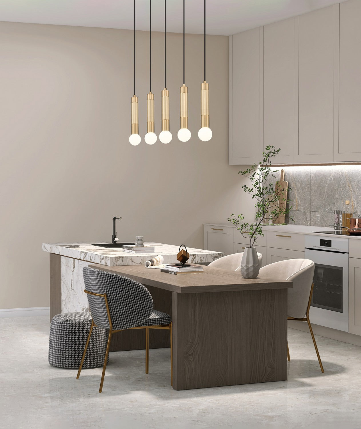 Z-Lite - 1956P-5L-MGLD - Five Light Linear Chandelier - Stari - Modern Gold