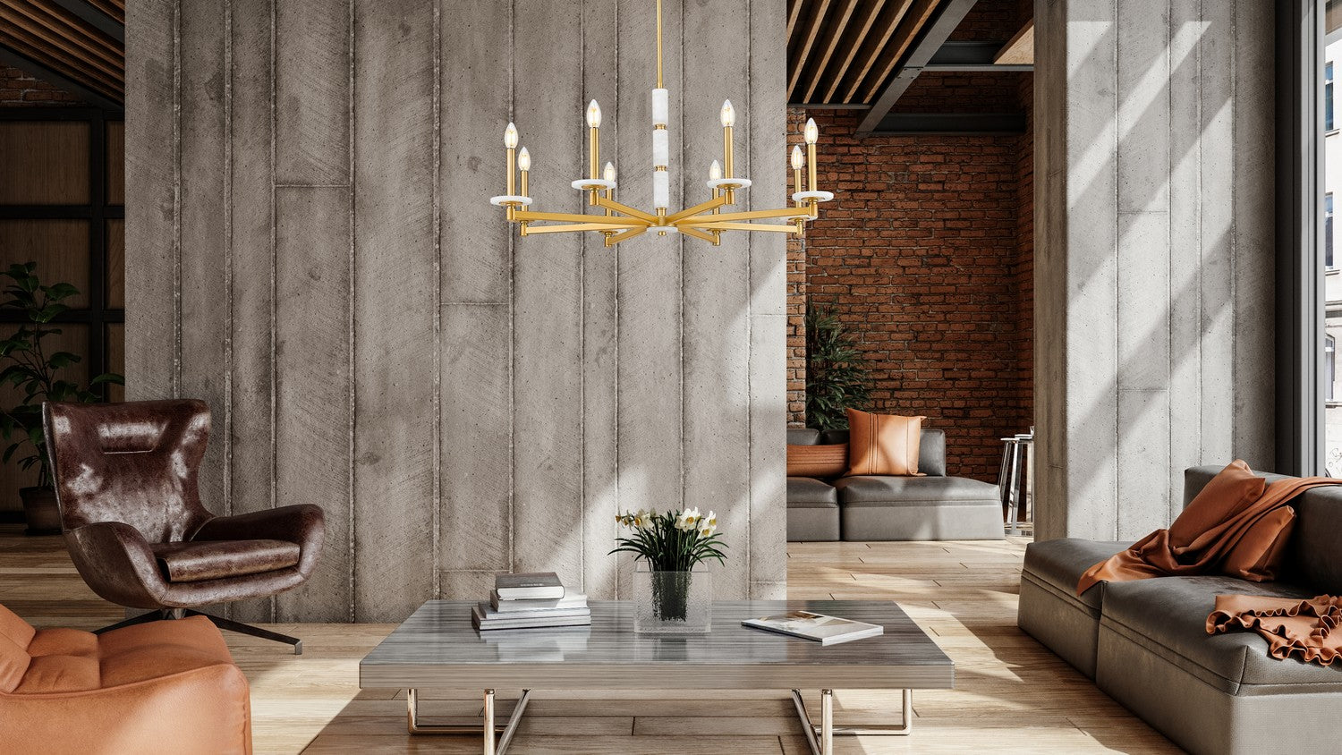 Z-Lite - 3045-8MGLD - Eight Light Chandelier - Kaden - Modern Gold
