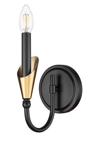 Z-Lite - 4014-1S-MB-MGLD - One Light Wall Sconce - Claudelle - Matte Black + Modern Gold