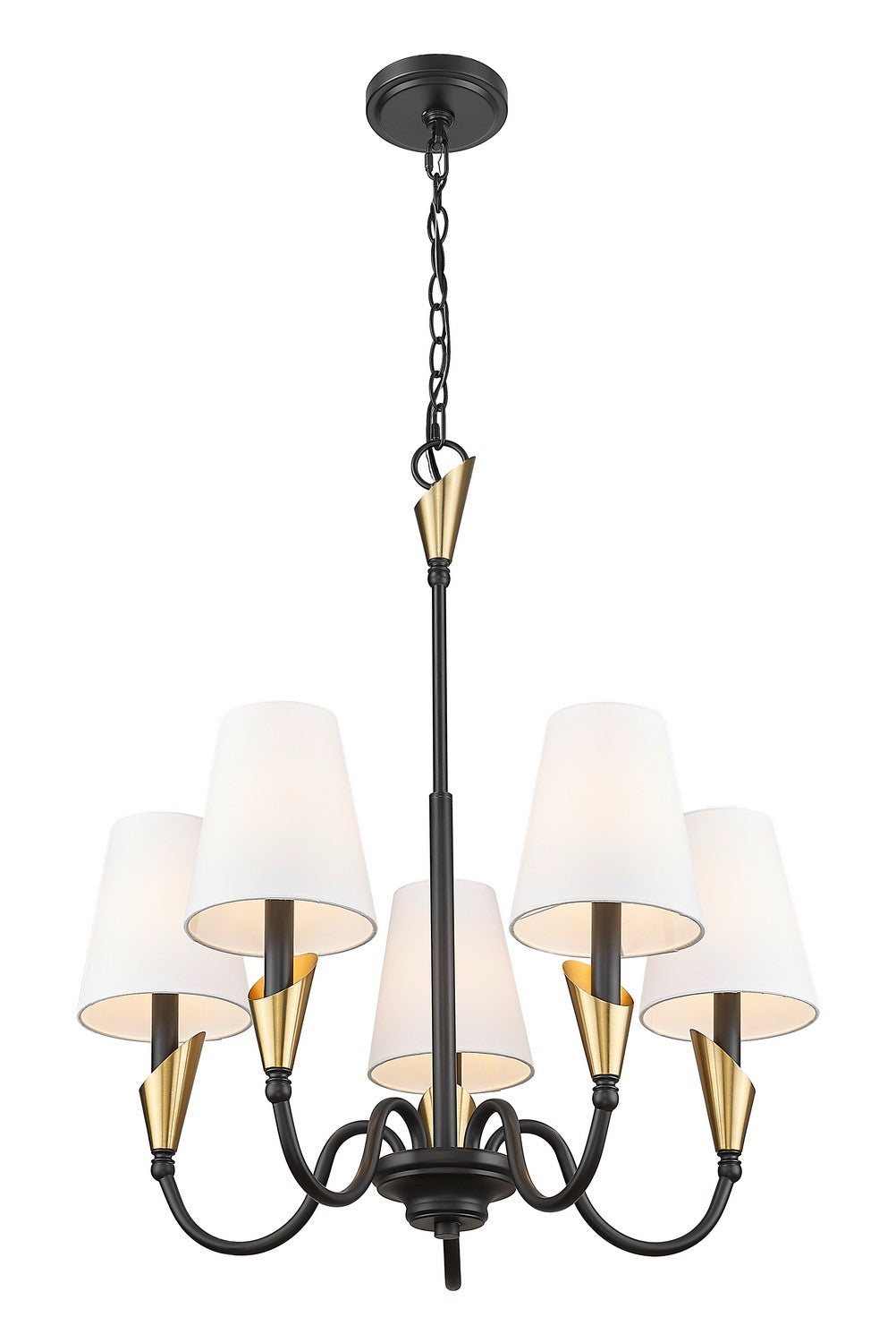 Z-Lite - 4014-24MB-MGLD - Five Light Chandelier - Claudelle - Matte Black + Modern Gold