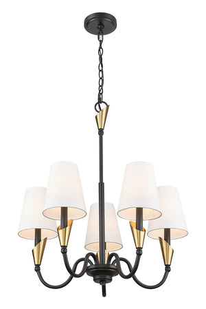 Z-Lite - 4014-24MB-MGLD - Five Light Chandelier - Claudelle - Matte Black + Modern Gold