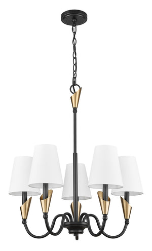Z-Lite - 4014-24MB-MGLD - Five Light Chandelier - Claudelle - Matte Black + Modern Gold