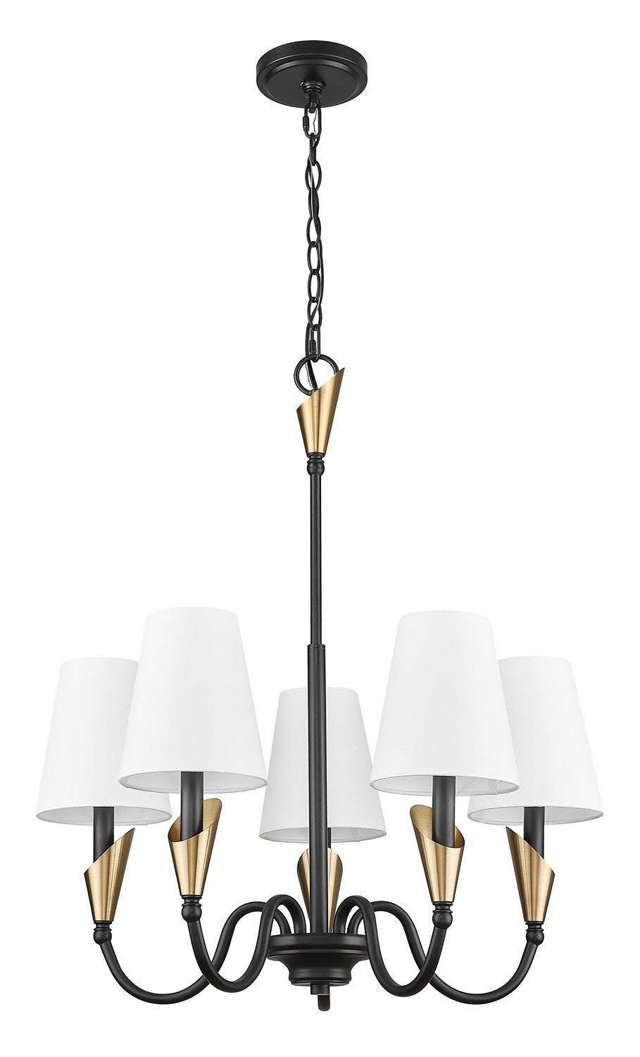 Z-Lite - 4014-24MB-MGLD - Five Light Chandelier - Claudelle - Matte Black + Modern Gold