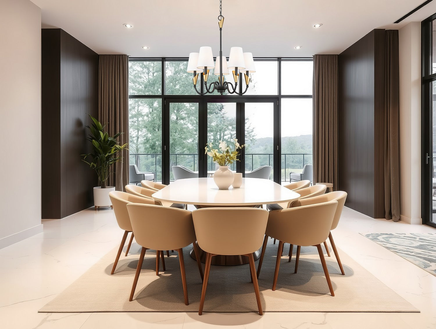Z-Lite - 4014-24MB-MGLD - Five Light Chandelier - Claudelle - Matte Black + Modern Gold