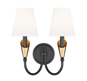 Z-Lite - 4014-2S-MB-MGLD - Two Light Wall Sconce - Claudelle - Matte Black + Modern Gold