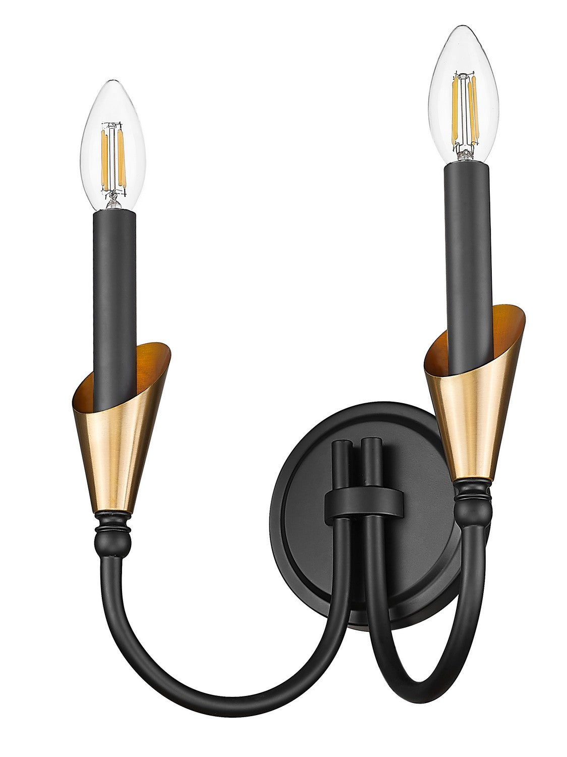 Z-Lite - 4014-2S-MB-MGLD - Two Light Wall Sconce - Claudelle - Matte Black + Modern Gold