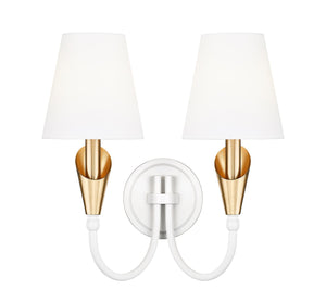 Z-Lite - 4014-2S-TW-MGLD - Two Light Wall Sconce - Claudelle - Tundra White + Modern Gold