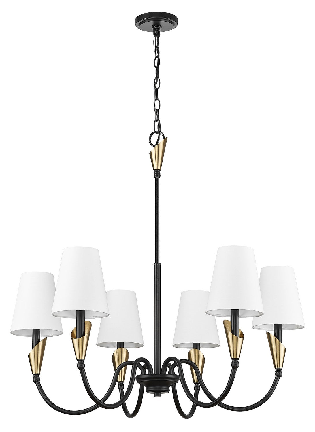 Z-Lite - 4014-32MB-MGLD - Six Light Chandelier - Claudelle - Matte Black + Modern Gold