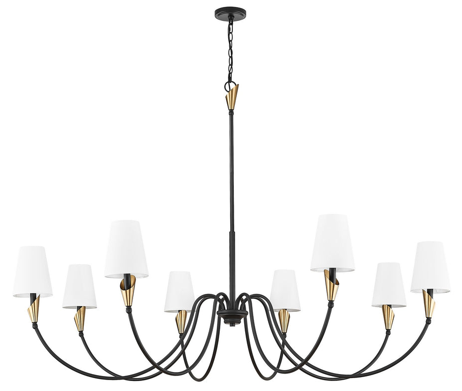 Z-Lite - 4014-65MB-MGLD - Eight Light Chandelier - Claudelle - Matte Black + Modern Gold