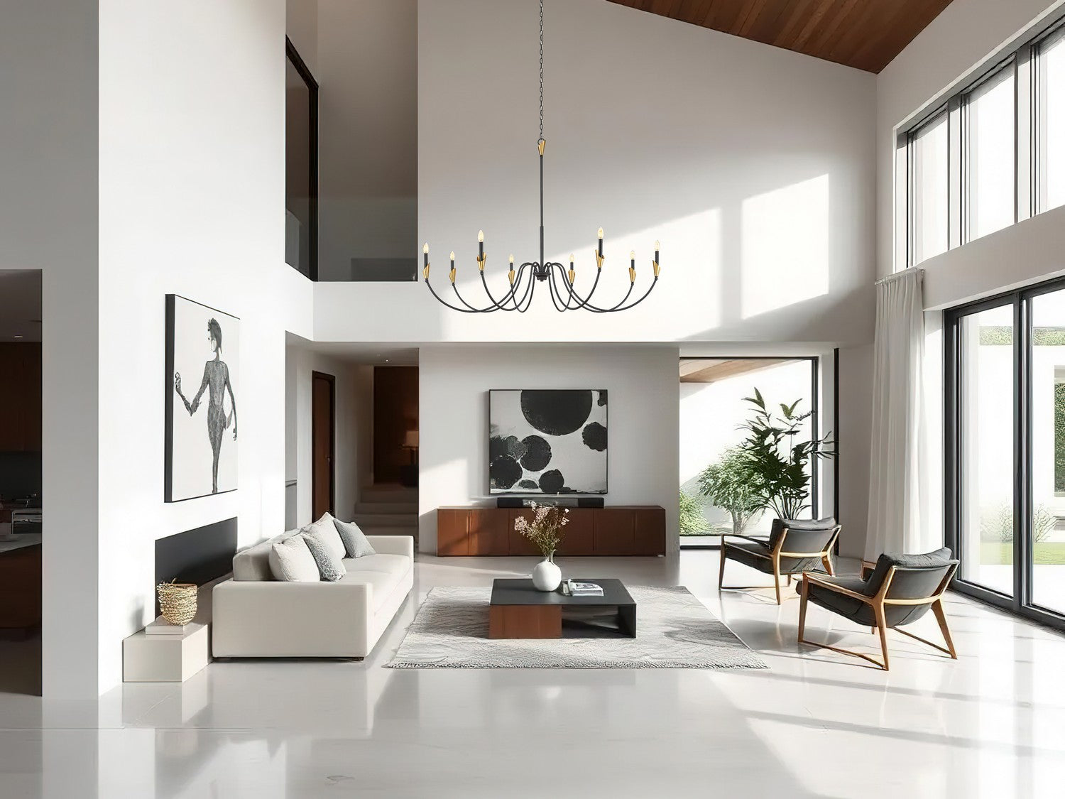 Z-Lite - 4014-65MB-MGLD - Eight Light Chandelier - Claudelle - Matte Black + Modern Gold