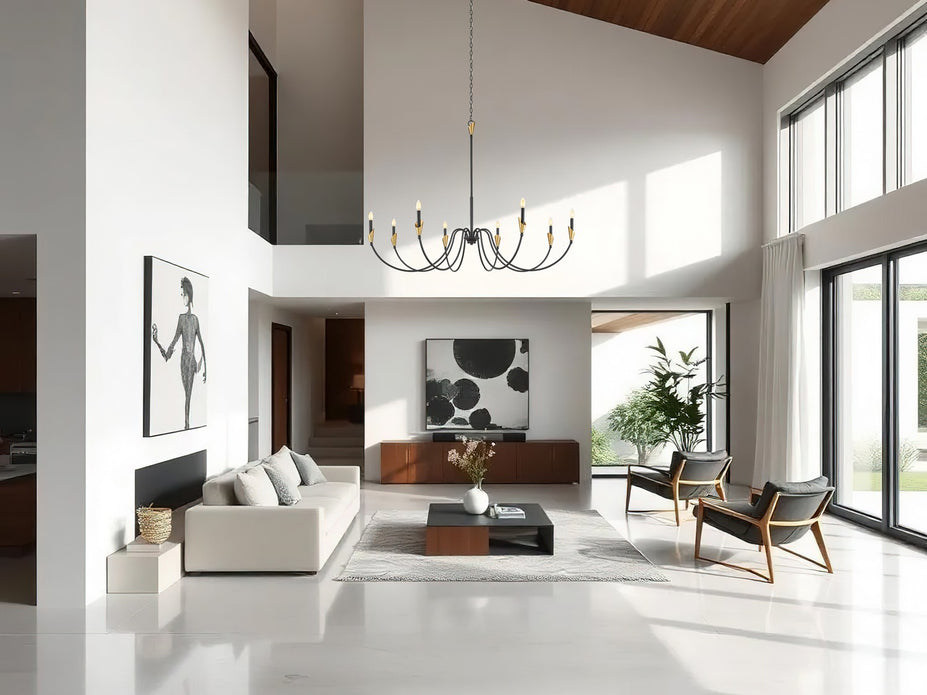 Z-Lite - 4014-65MB-MGLD - Eight Light Chandelier - Claudelle - Matte Black + Modern Gold
