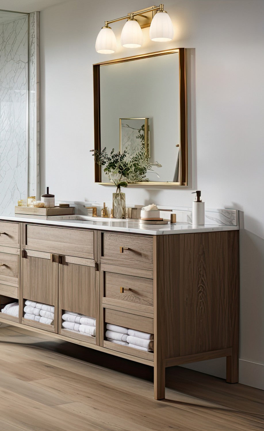 Z-Lite - 7004-3V-MGLD - Three Light Vanity - Oren - Modern Gold