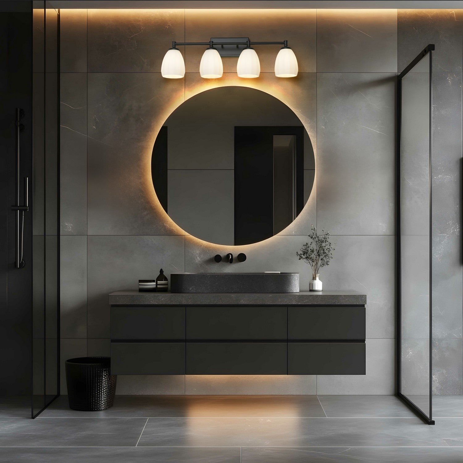 Z-Lite - 7004-4V-MB - Four Light Vanity - Oren - Matte Black