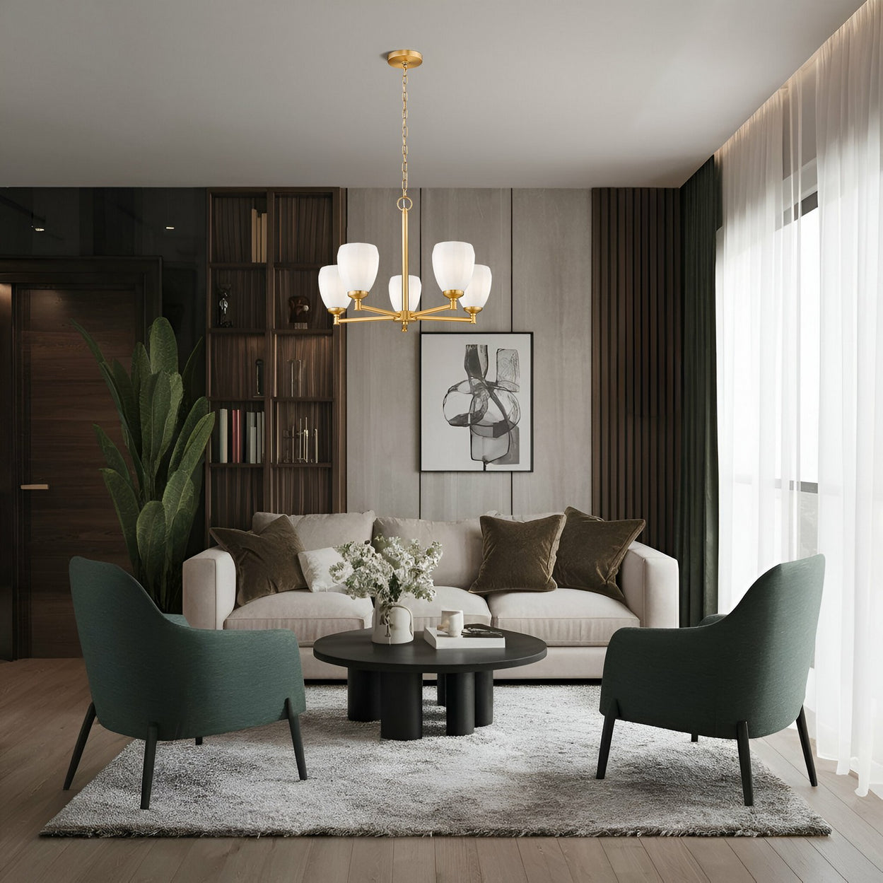 Z-Lite - 7004-5MGLD - Five Light Chandelier - Oren - Modern Gold