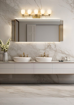 Z-Lite - 7004-5V-MGLD - Five Light Vanity - Oren - Modern Gold