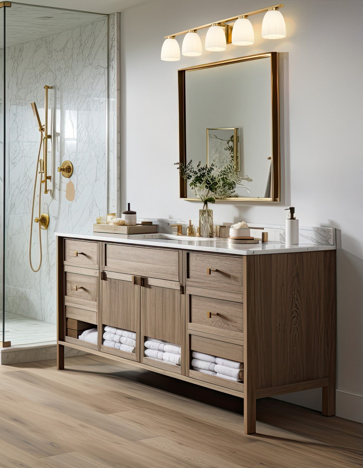 Z-Lite - 7518-5V-MGLD - Five Light Vanity - Naya - Modern Gold
