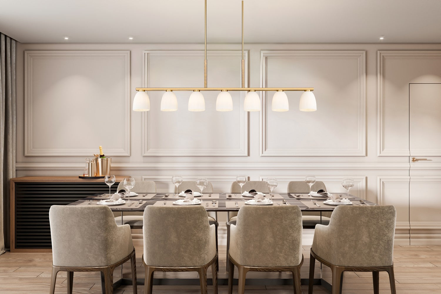 Z-Lite - 7518-7L-MGLD - Seven Light Linear Chandelier - Naya - Modern Gold
