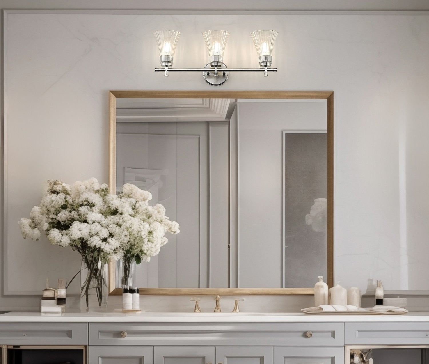 Z-Lite - 7519-3V-BN - Three Light Vanity - Belle - Brushed Nickel