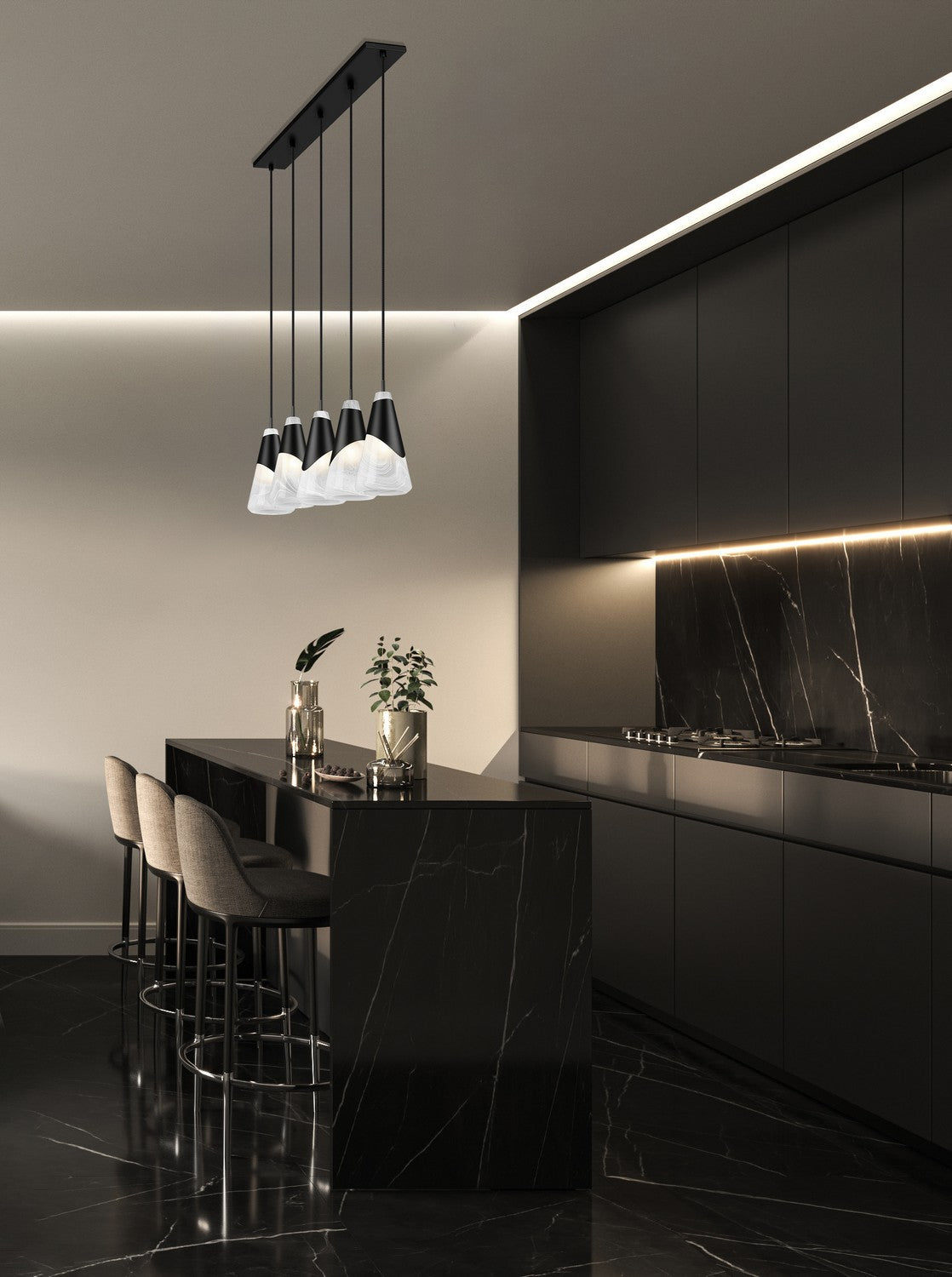 Z-Lite - 828P6-5L-MB - Five Light Linear Chandelier - Aimie - Matte Black