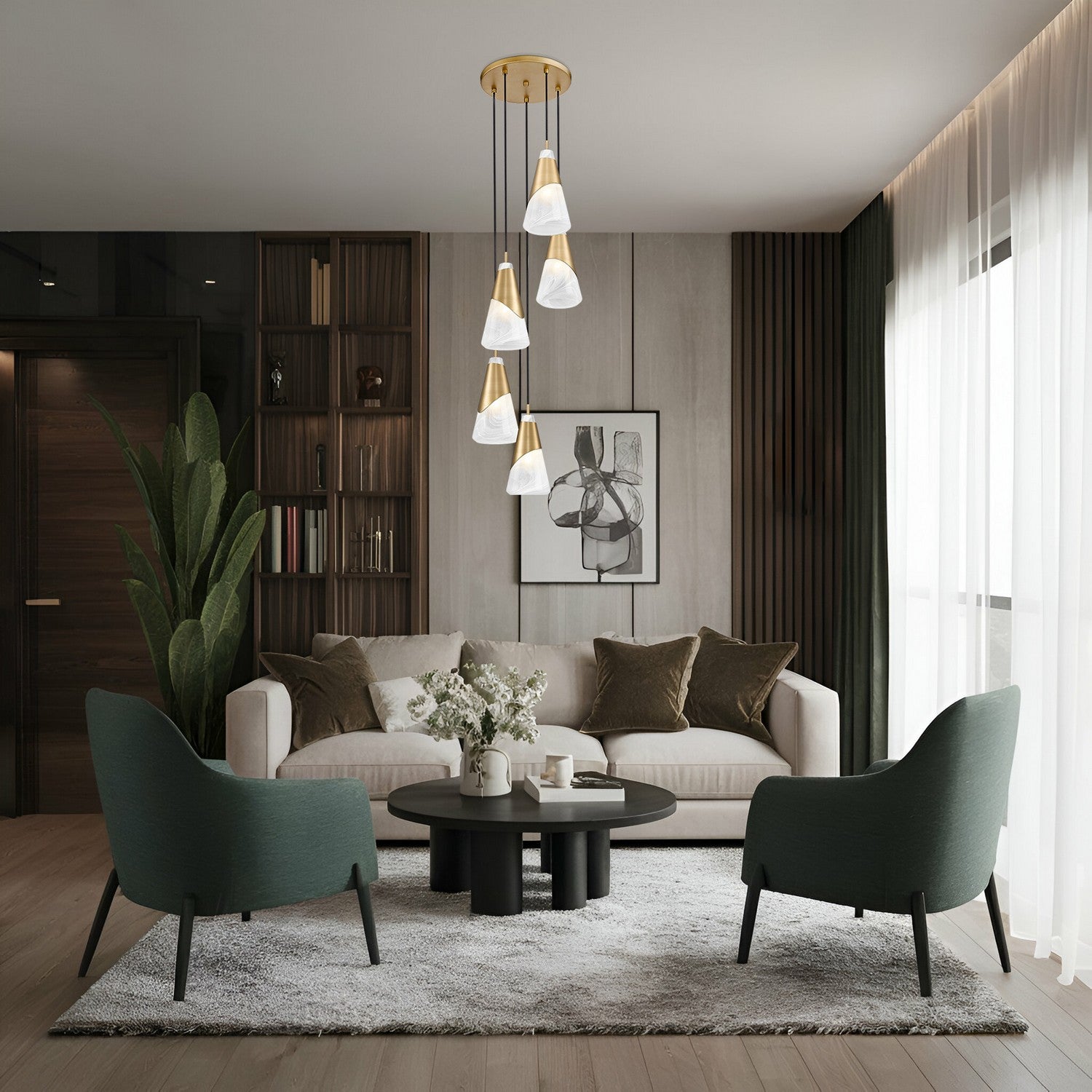 Z-Lite - 828P6-5R-MGLD - Five Light Chandelier - Aimie - Modern Gold