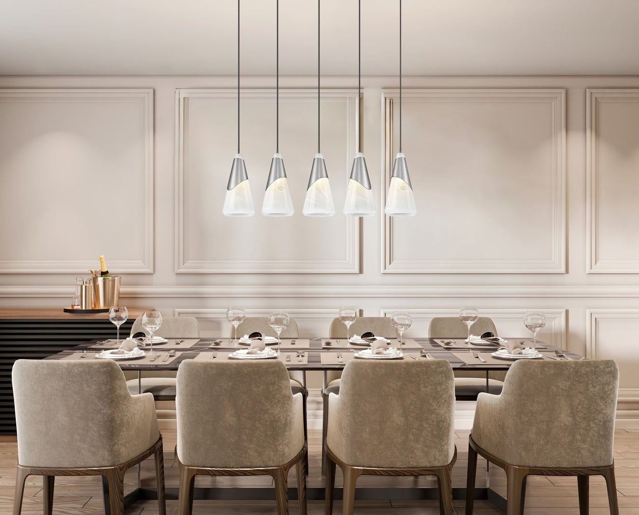 Z-Lite - 828P7-5L-BN - Five Light Linear Chandelier - Aimie - Brushed Nickel