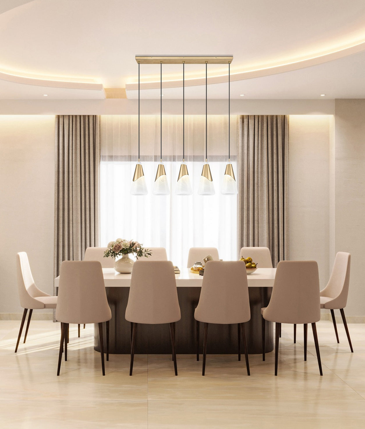 Z-Lite - 828P7-5L-MGLD - Five Light Linear Chandelier - Aimie - Modern Gold