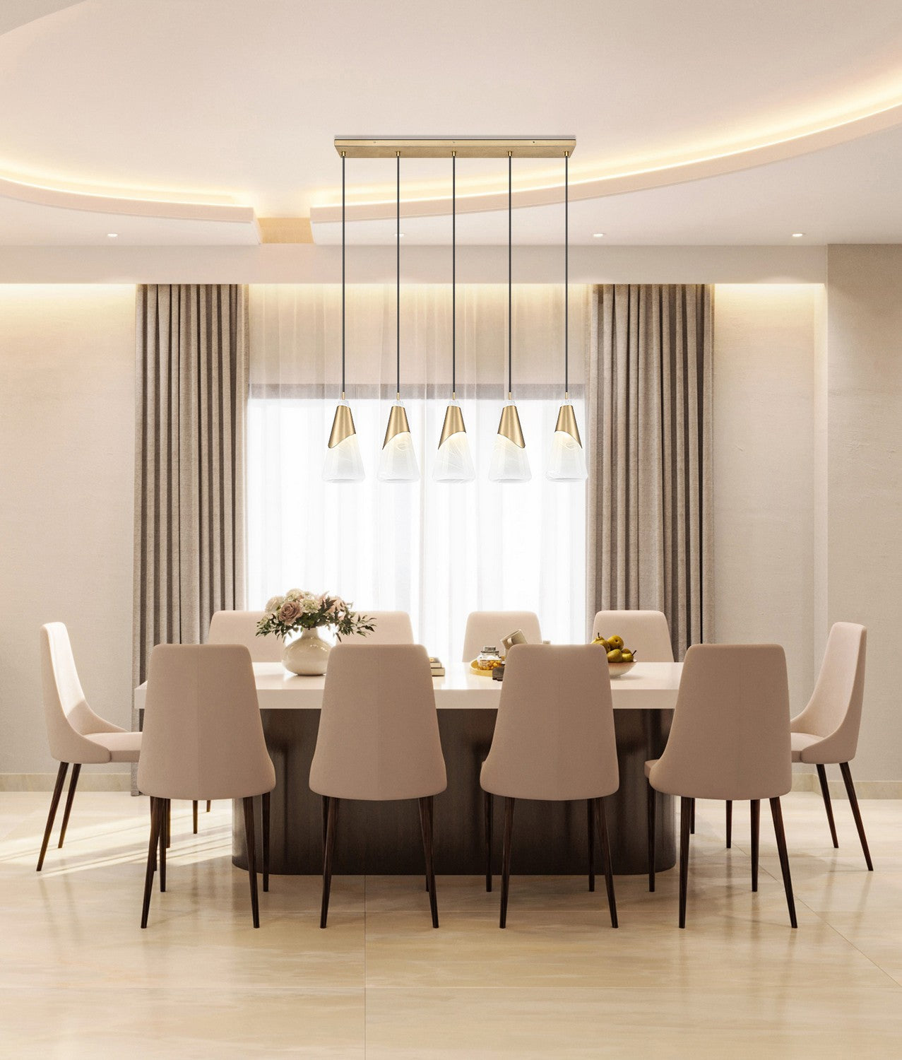 Z-Lite - 828P7-5L-MGLD - Five Light Linear Chandelier - Aimie - Modern Gold