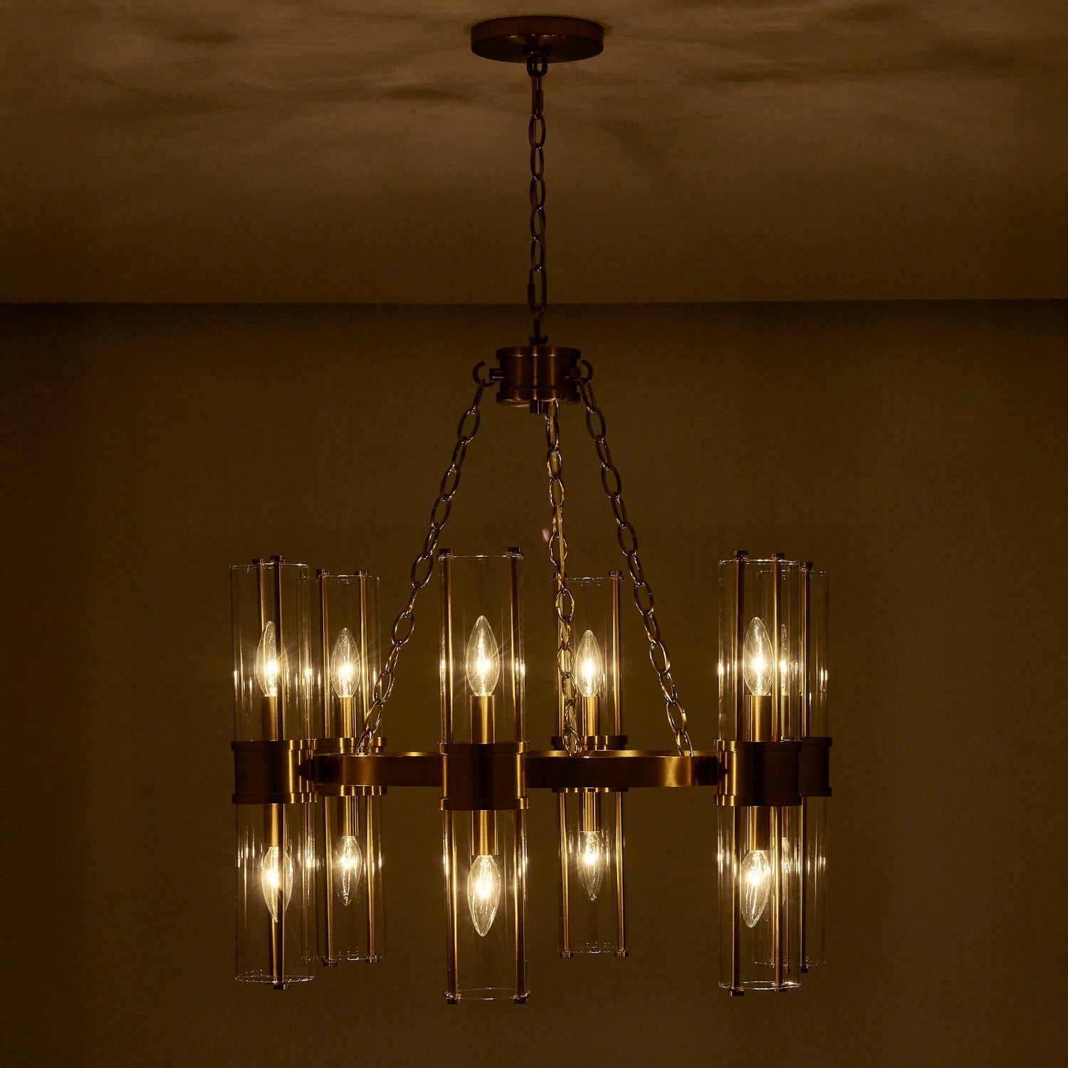 Kalco - 521355VGB - 12 Light Chandelier - Duet - Vintage Brass