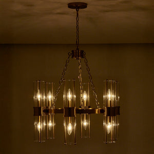 Kalco - 521355VGB - 12 Light Chandelier - Duet - Vintage Brass