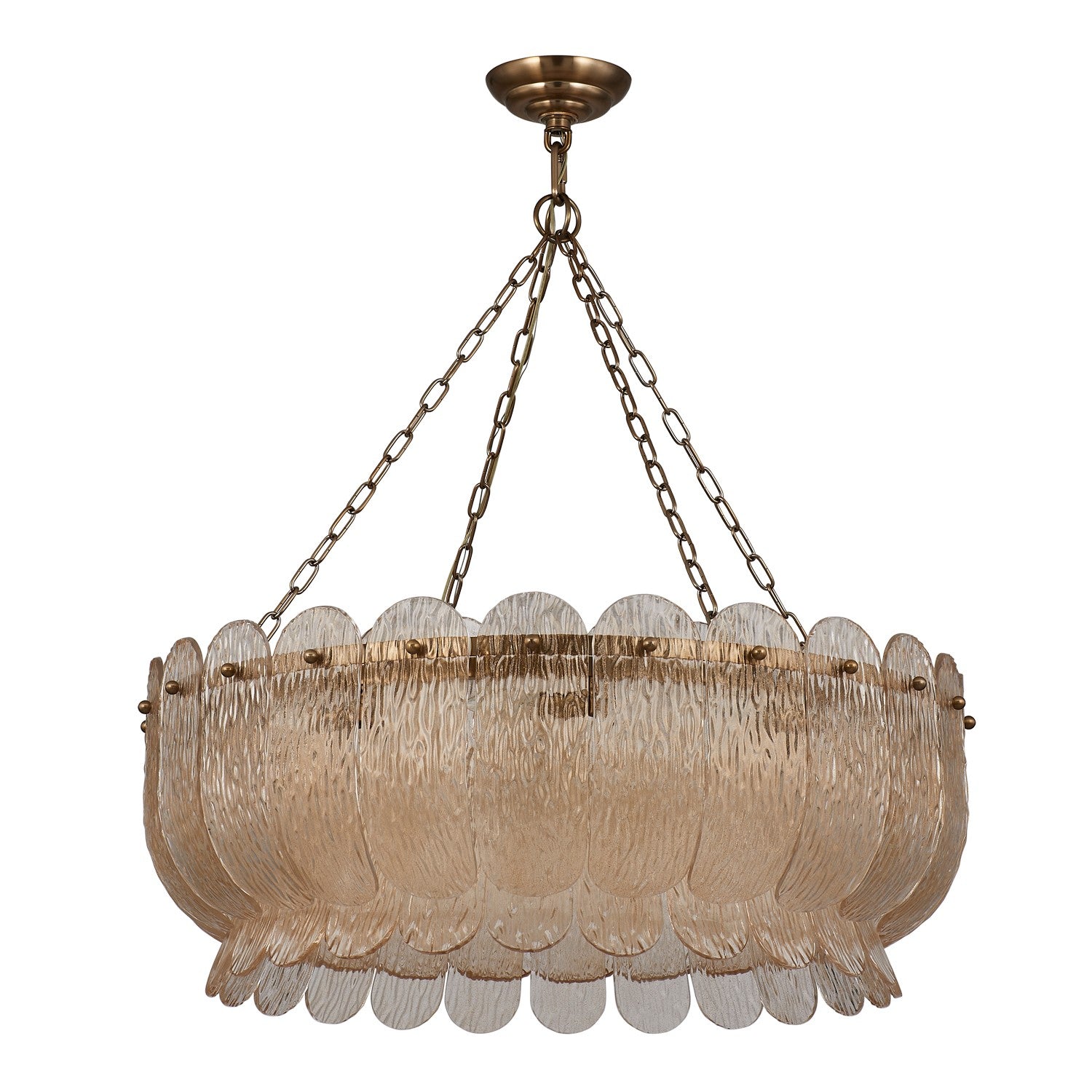 Kalco - 523456WB - Ten Light Pendant - Camellia - Winter Brass