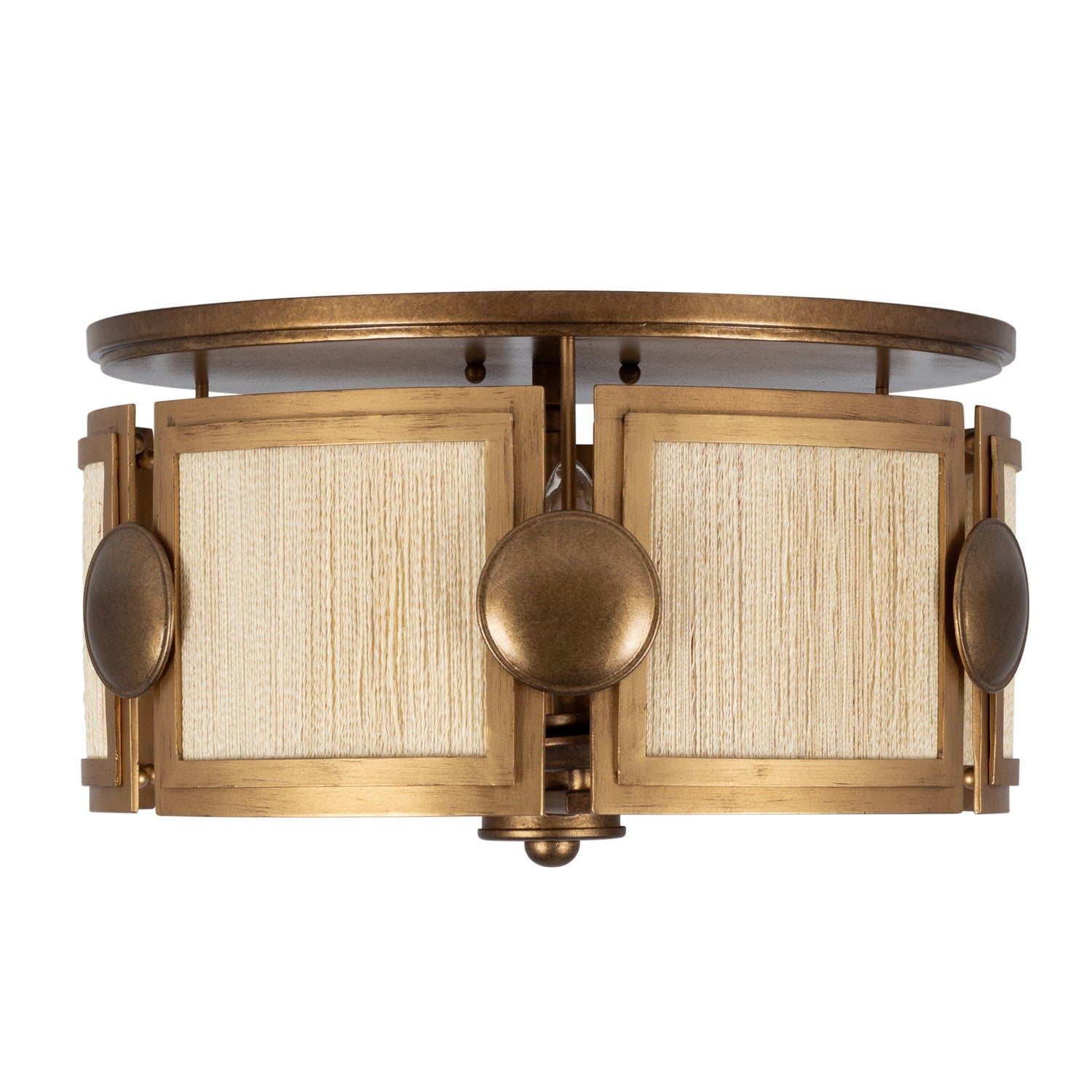 Kalco - 526845PABMG - Three Light Semi-Flush Mount - Button - Pearlized Antique Brass/Modern Gold