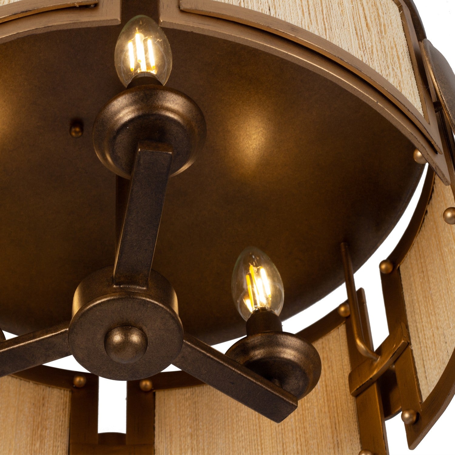 Kalco - 526845PABMG - Three Light Semi-Flush Mount - Button - Pearlized Antique Brass/Modern Gold
