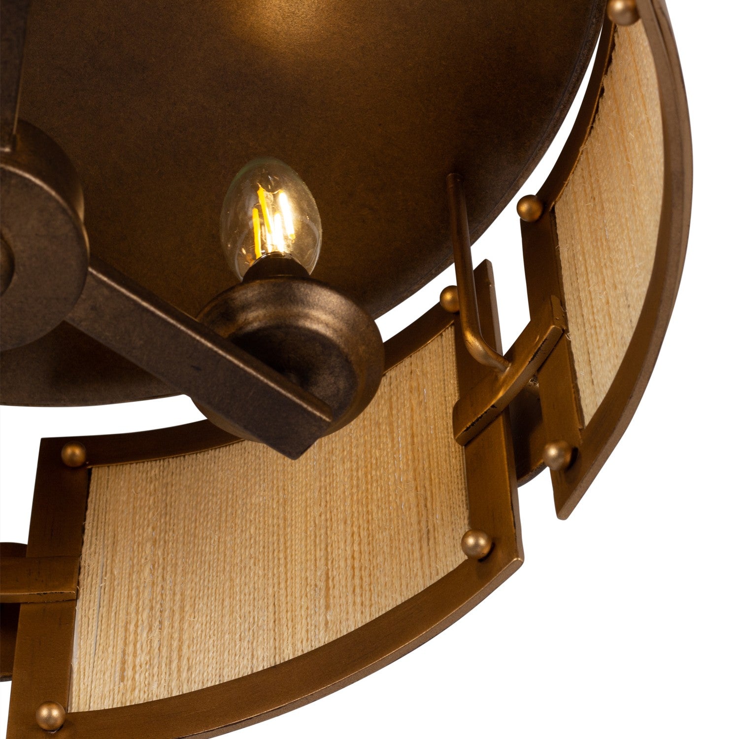 Kalco - 526845PABMG - Three Light Semi-Flush Mount - Button - Pearlized Antique Brass/Modern Gold