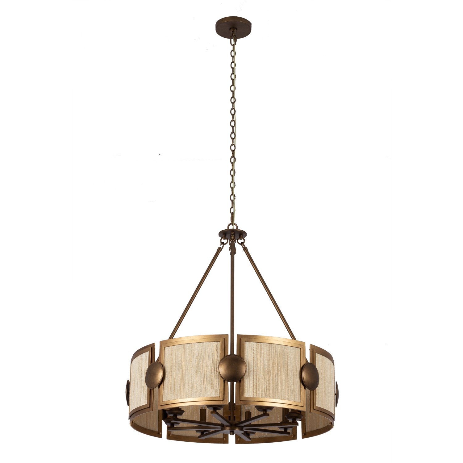 Kalco - 526855PABMG - Six Light Pendant - Button - Pearlized Antique Brass/Modern Gold