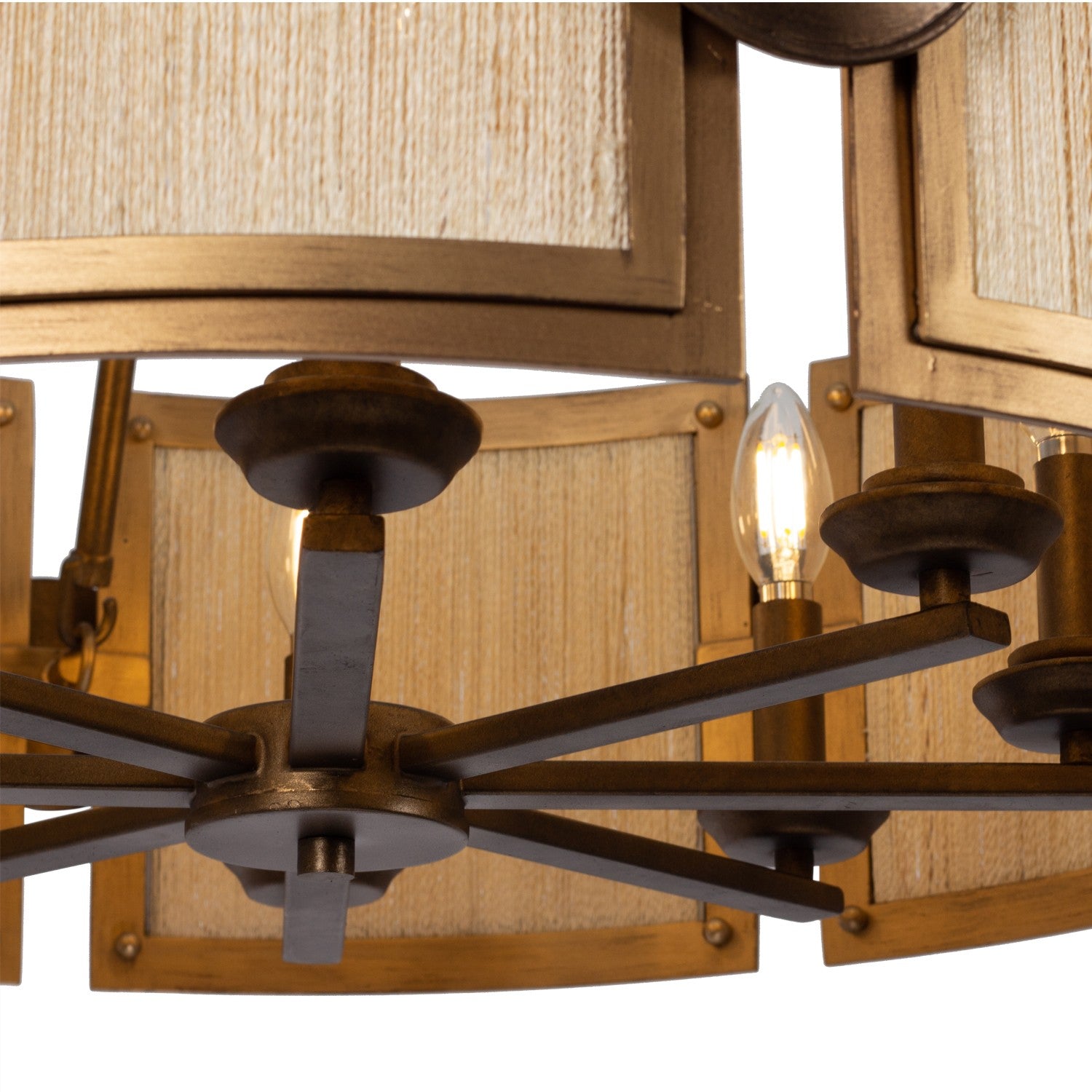 Kalco - 526855PABMG - Six Light Pendant - Button - Pearlized Antique Brass/Modern Gold