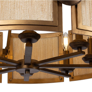 Kalco - 526855PABMG - Six Light Pendant - Button - Pearlized Antique Brass/Modern Gold