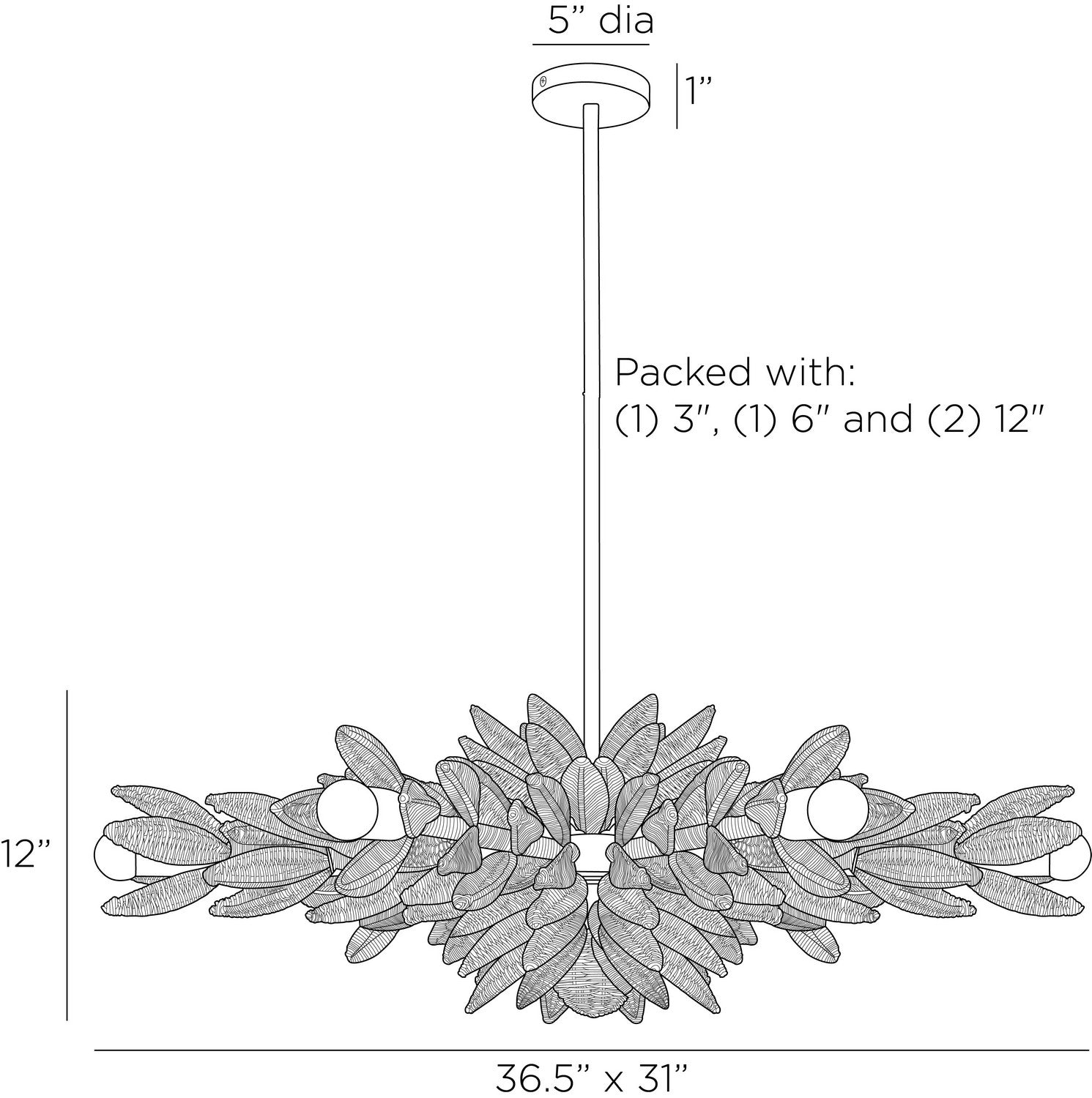 Arteriors - DFS03 - Six Light Semi-Flush Mount - Kasai - Natural