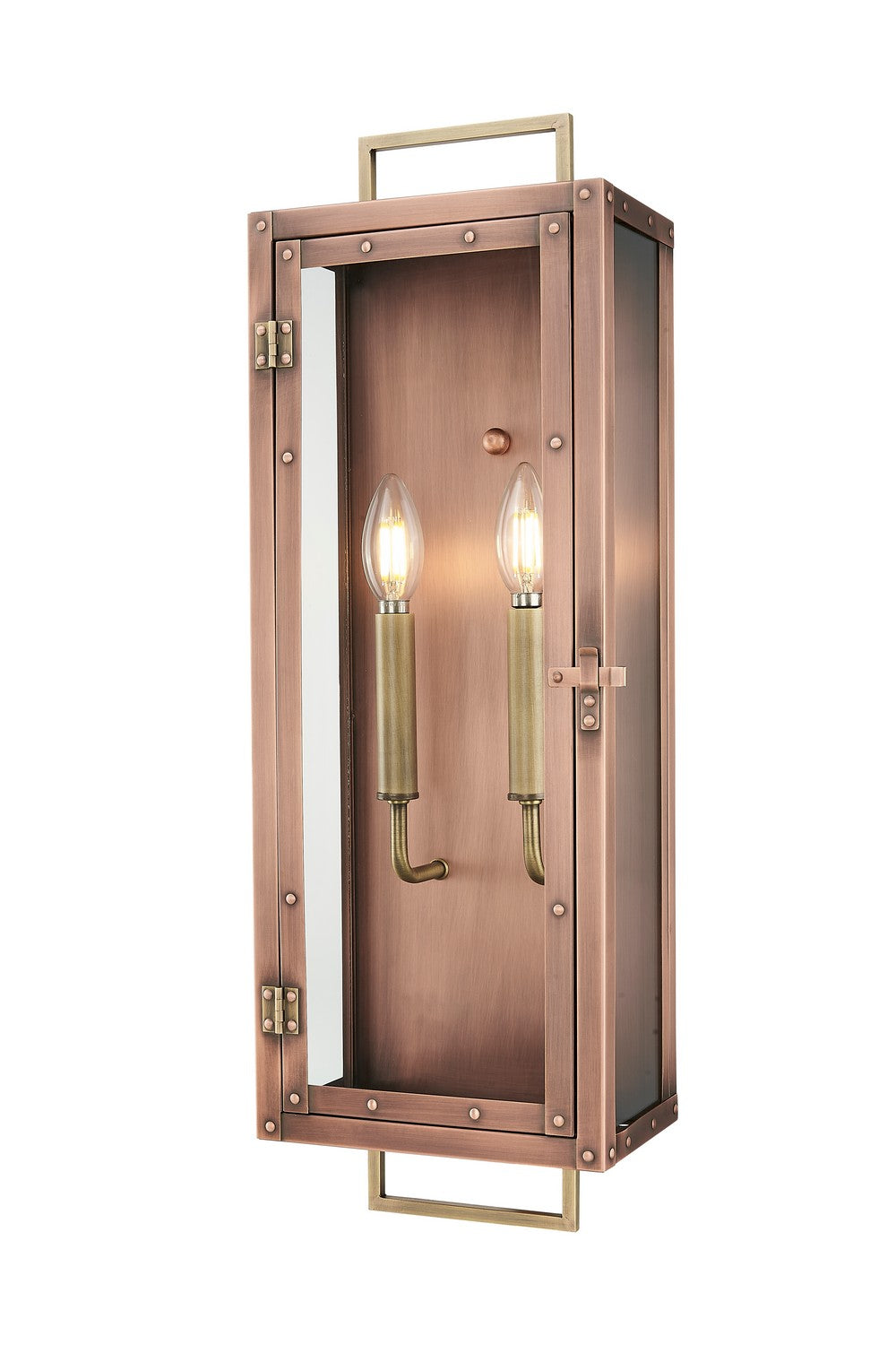 Acclaim Lighting - 1011CP - Two Light Wall Lantern - Spencer - Antique Copper with Brass