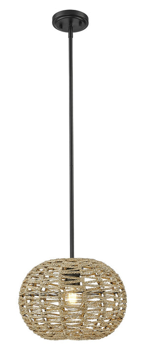 Acclaim Lighting - IN20005BK - One Light Pendant - Berkshire - Black Metal with Natural Seagrass